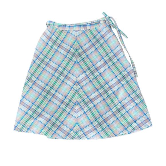 Vintage Plaid Wrap Midi Skirt with Pockets | No Size Label - Picture 2 of 4